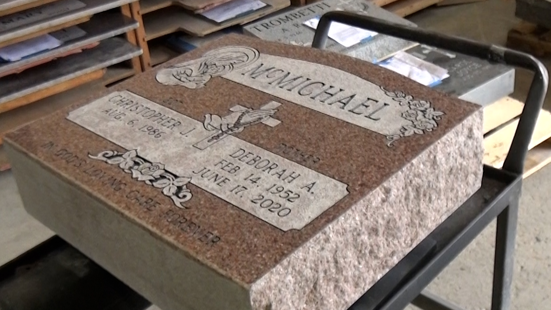 finishing the headstone