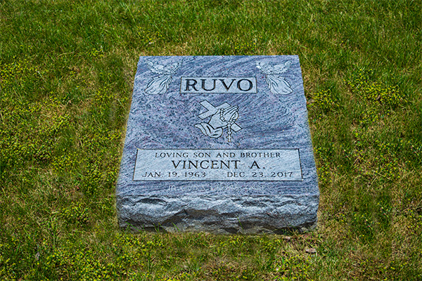 Ledger sized blue pillow headstone