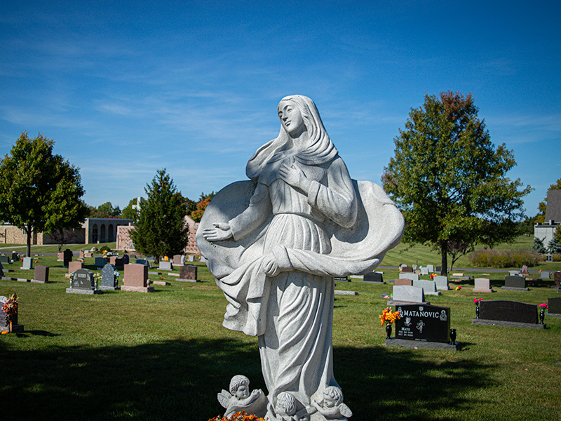 Assumption statue in fall